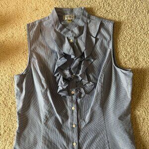 tahari arthur s. levine blue ruffle top